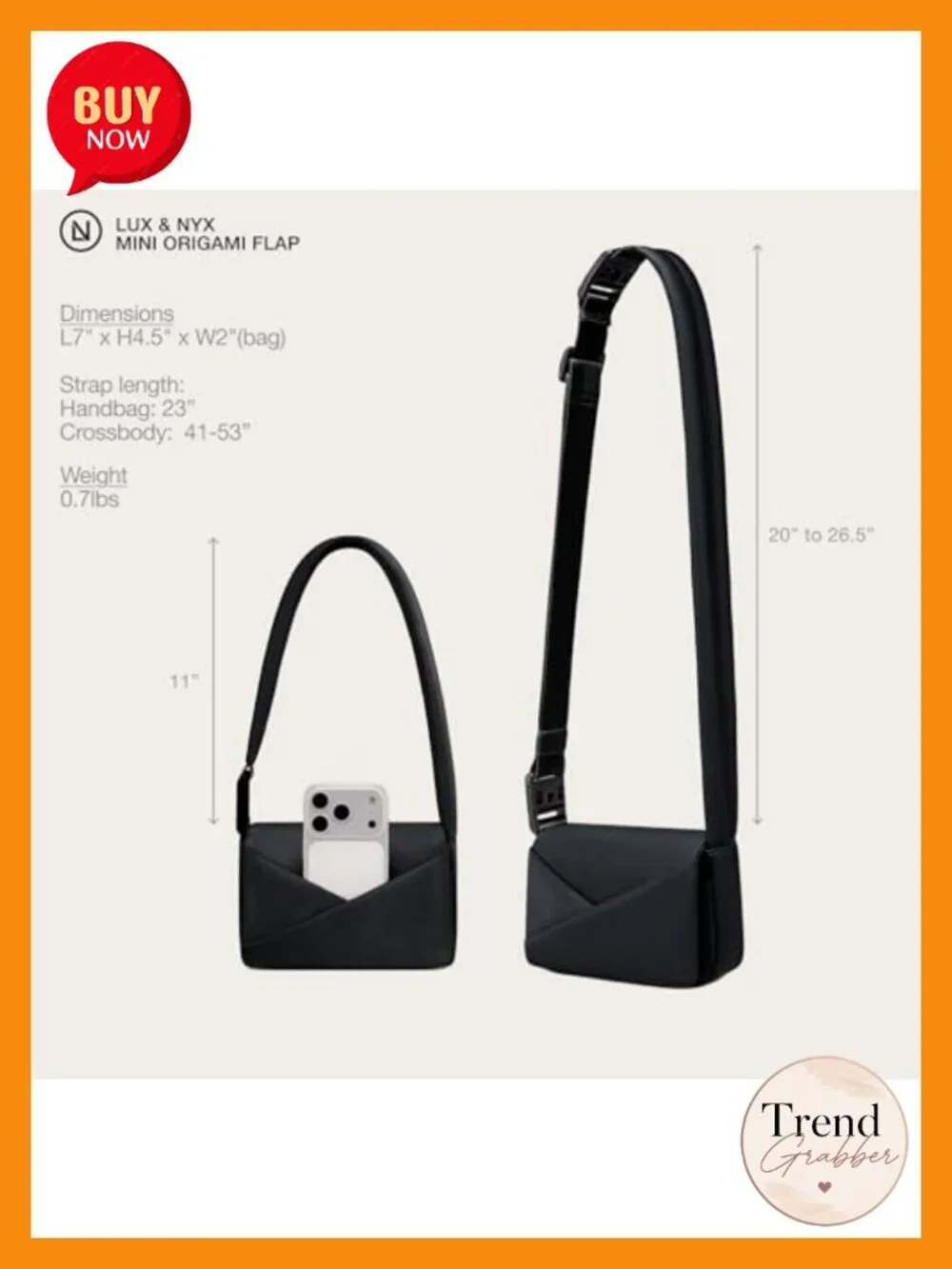 Mini Origami Flap Bag Convertible Crossbody & Handbag for Women Nylon